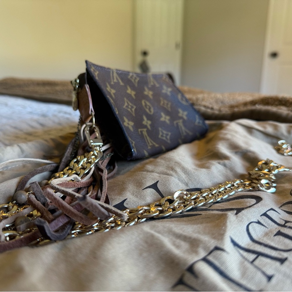 Louis Vuitton Revamped Fringe Vintage Boho Style Western LV Damier Pouch